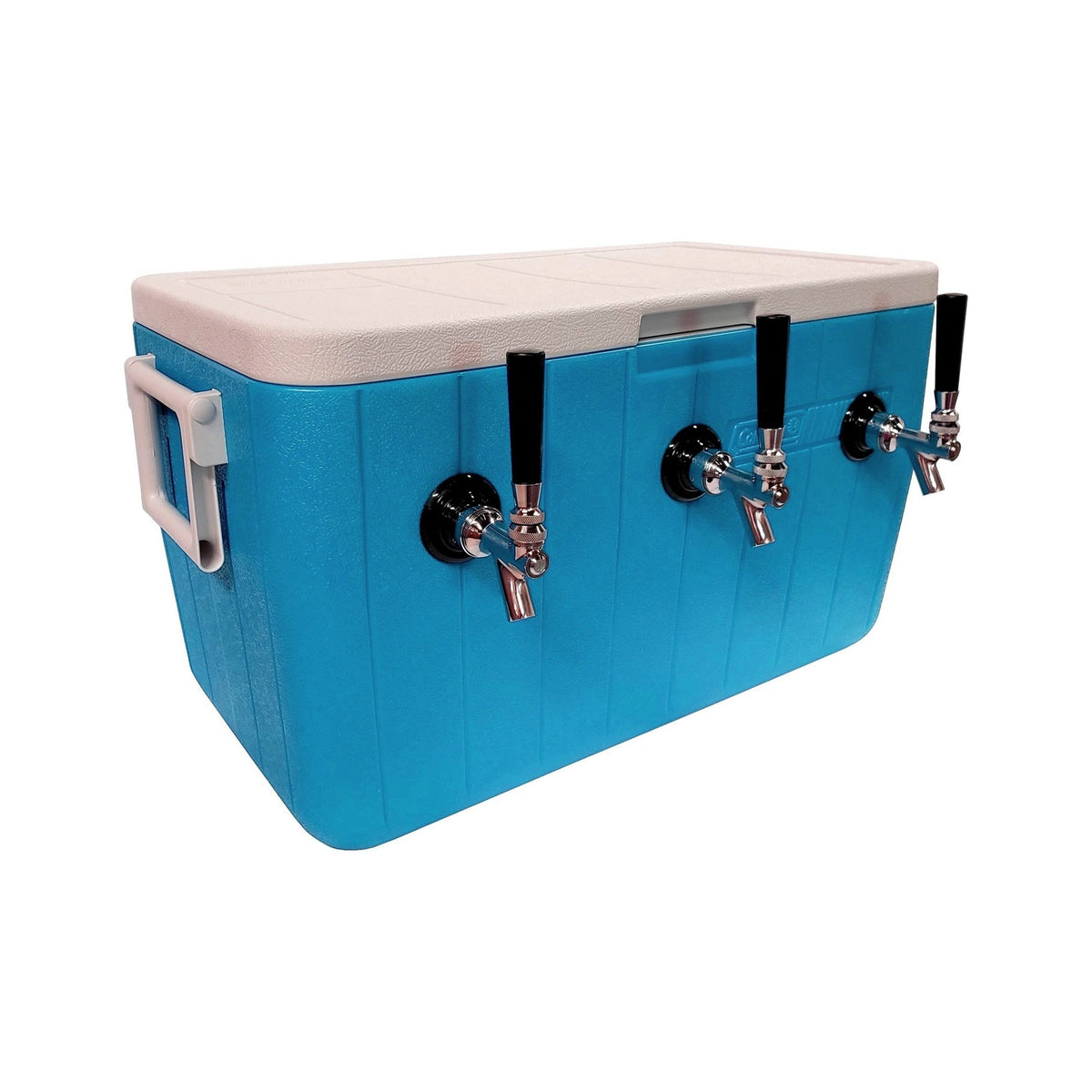 70' Coil Dispenser, 3-Faucet 48-Qt. Blue 304 Stainless Steel