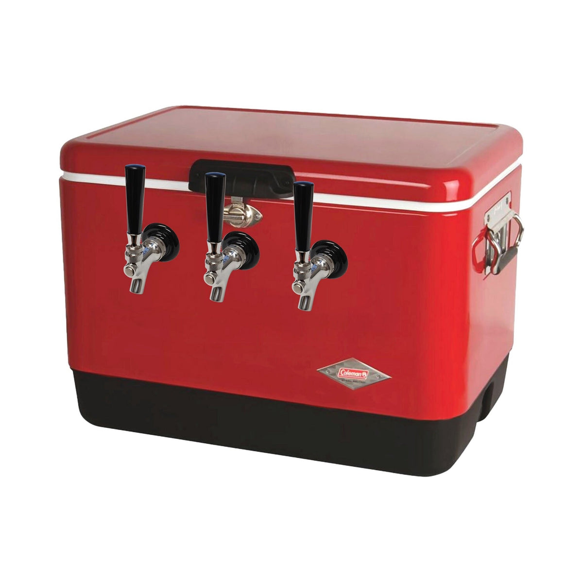 Cold Plate Dispenser, 3-Faucet 54-Qt. Red 304 Stainless Steel