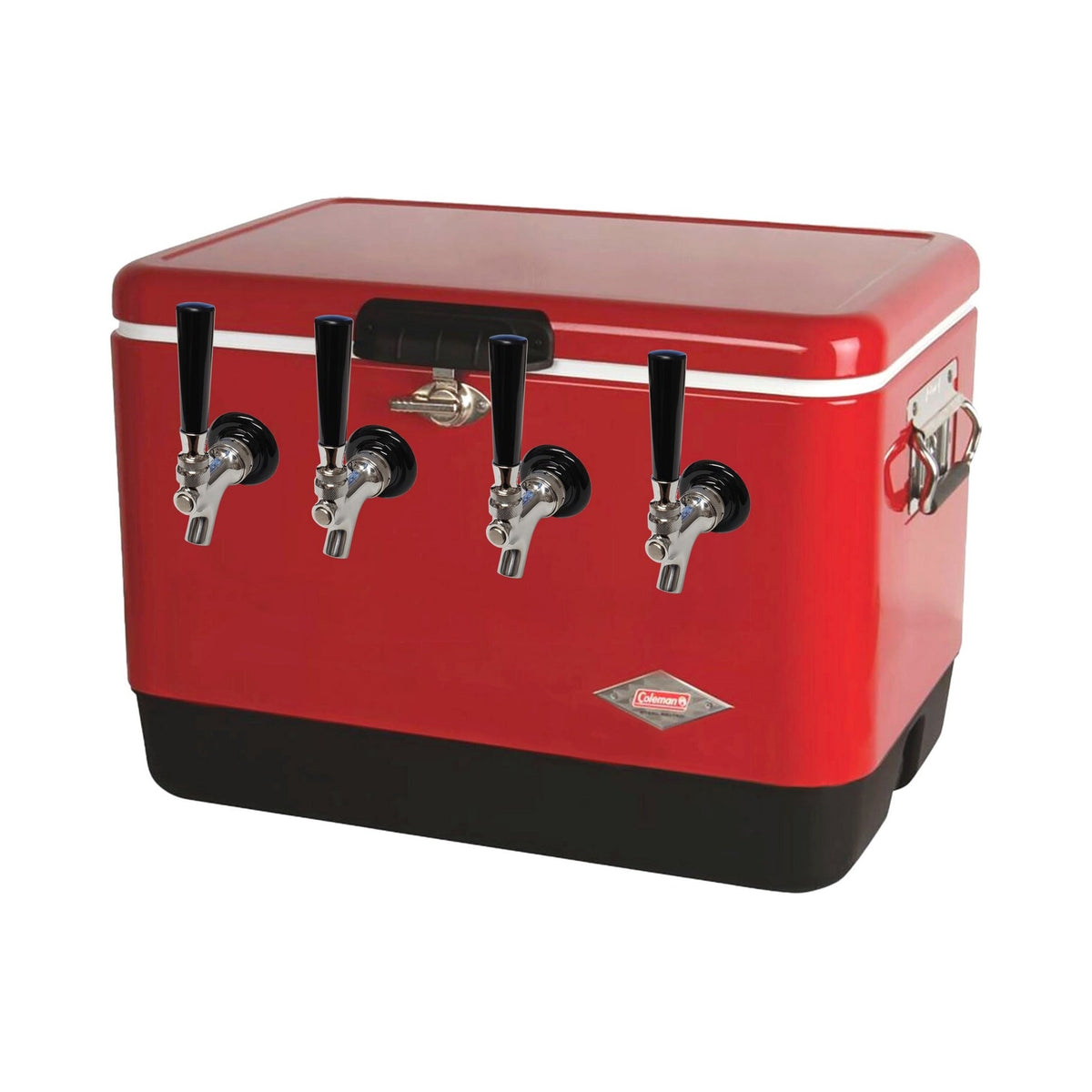 Cold Plate Dispenser, 4-Faucet 54-Qt. Red 304 Stainless Steel