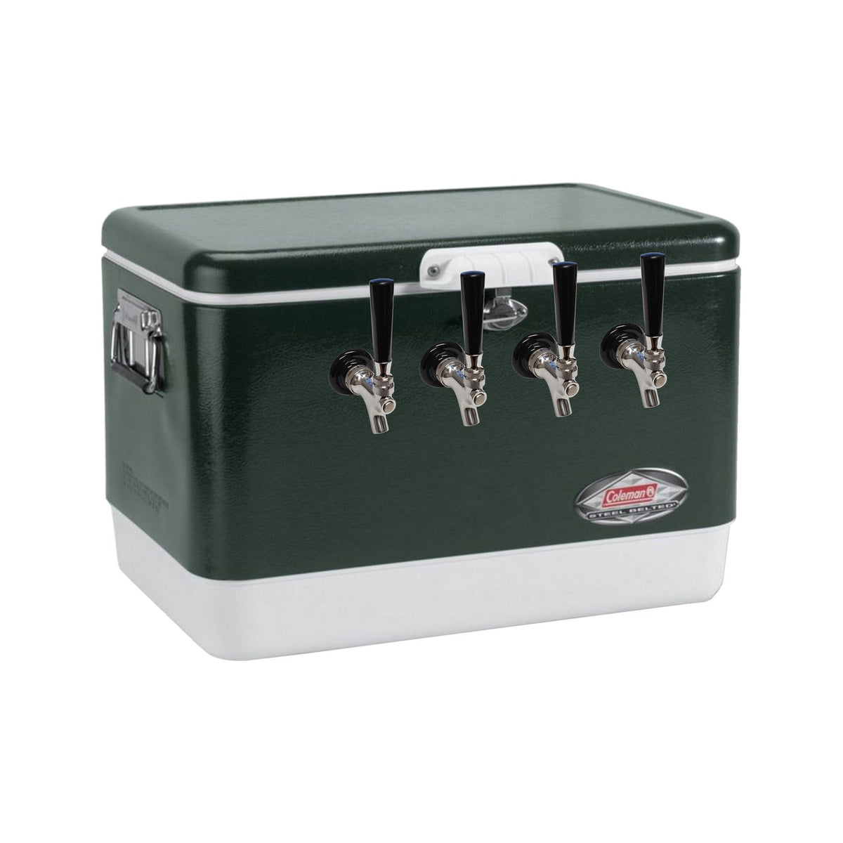 50' Coil Dispenser, 4-Faucet 54-Qt. Green 304 Stainless Steel