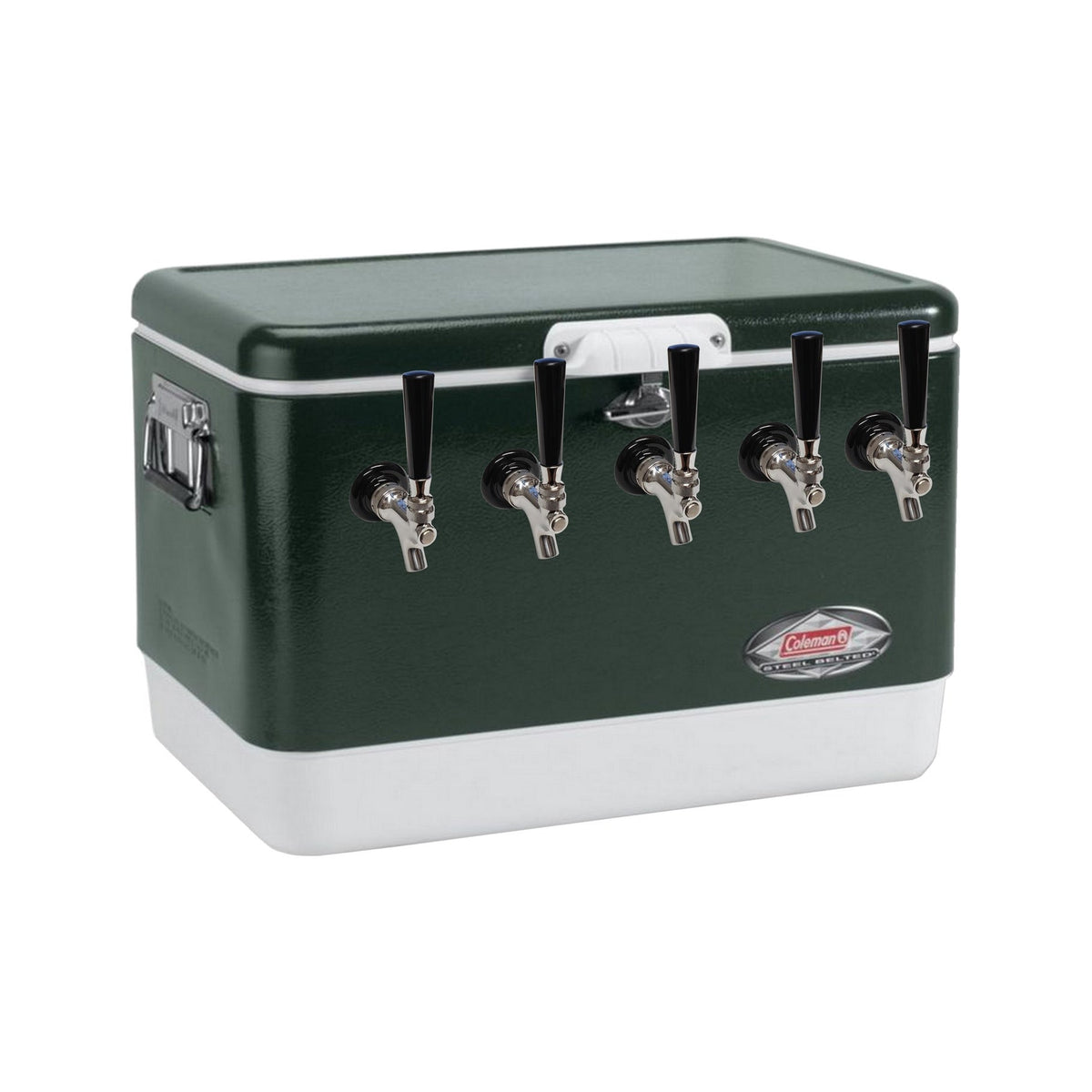 50' Coil Dispenser, 5-Faucet 54-Qt. Green 304 Stainless Steel