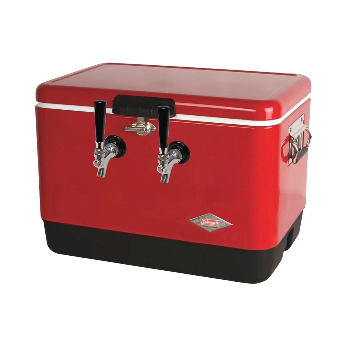70' Coil Dispenser, 2-Faucet 54-Qt. Red 304 Stainless Steel