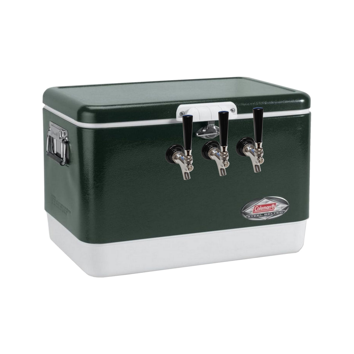 70' Coil Dispenser, 3-Faucet 54-Qt. Green 304 Stainless Steel