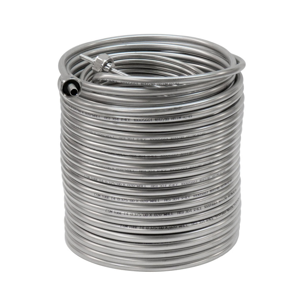 Coil with Fittings-304 Stainless Steel, 9.5"-Diameter 120'L - Right