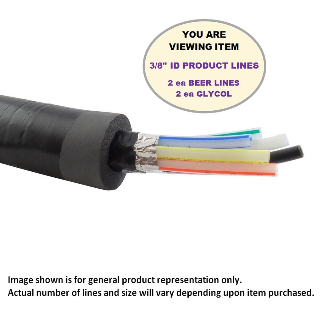 Trunkline-2Ea 3/8" ID Beer / 2Ea 3/8" ID Glycol / 3/4" Insul