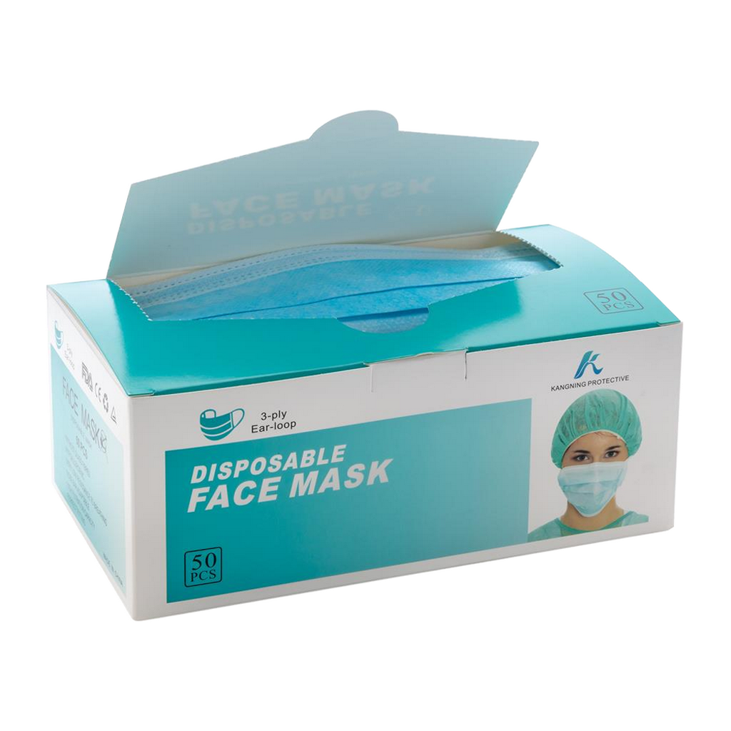 FACE MASK W/EAR LOOPS (DISPOSABLE)