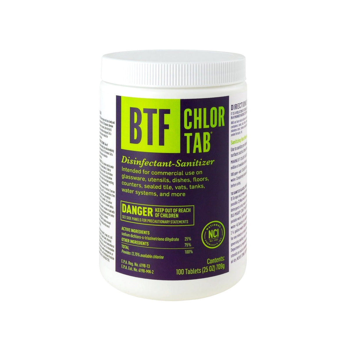 National Chemicals BTF Chlor Tab, Chloromelamine Sanitizer, 100 Tablets