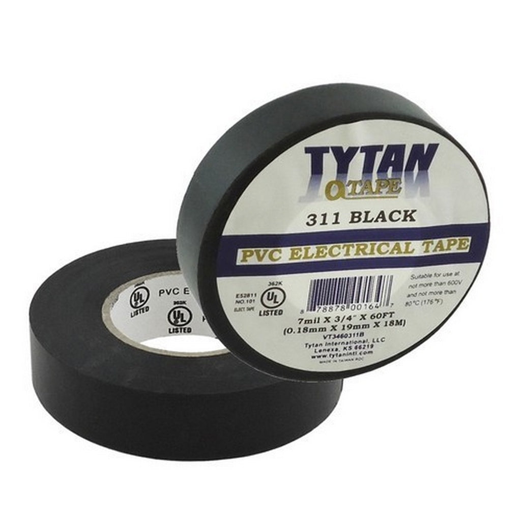 Tytan Black PVC Electrical Tape, UL Tested, 3/4" W, 60 ft Roll
