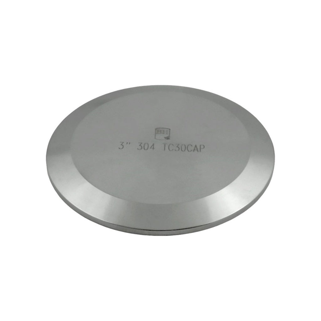 3" Sanitary Cap, Tri Clover Compatible, 304 Stainless Steel
