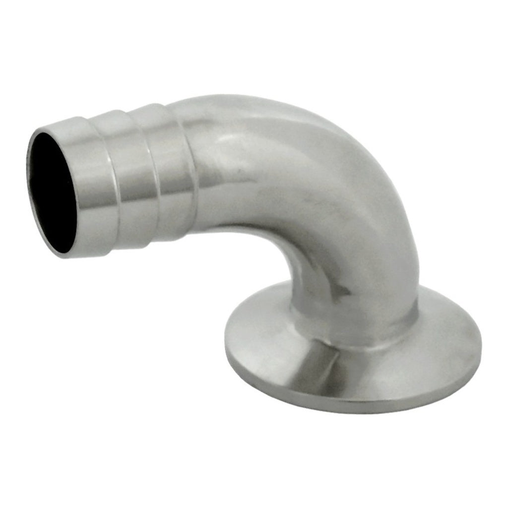 90° Elbow Barb-Tri Clover Complete 1.5" Cap x 1" B 304 Stainless Steel