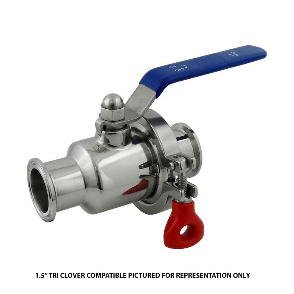 Quick-Clean Ball Valve-Tri Clover Complete 1" Caps