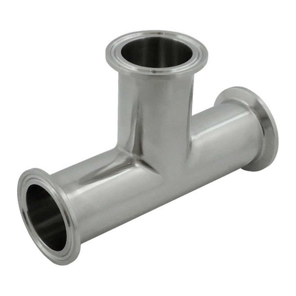 Standard Tee, Tri Clover Compatible, 1.5" Caps, 304 Stainless Steel