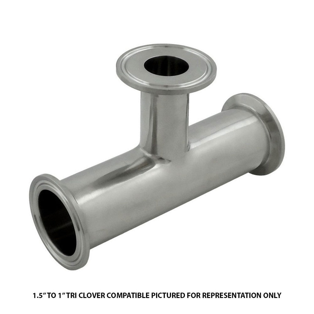 Reducing Tee-Tri Clover Complete 2" Caps To 1.5" Cap 304 Stainless Steel