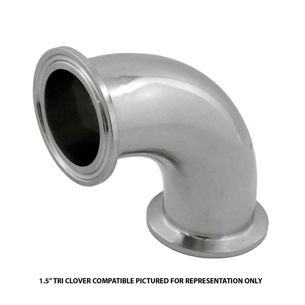 90° Elbow Tube-Tri Clover Complete 2" Caps 304 Stainless Steel