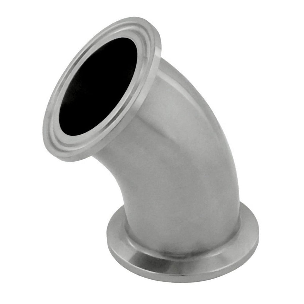 45° Elbow Tube-Tri Clover Complete 1.5" Caps 304 Stainless Steel