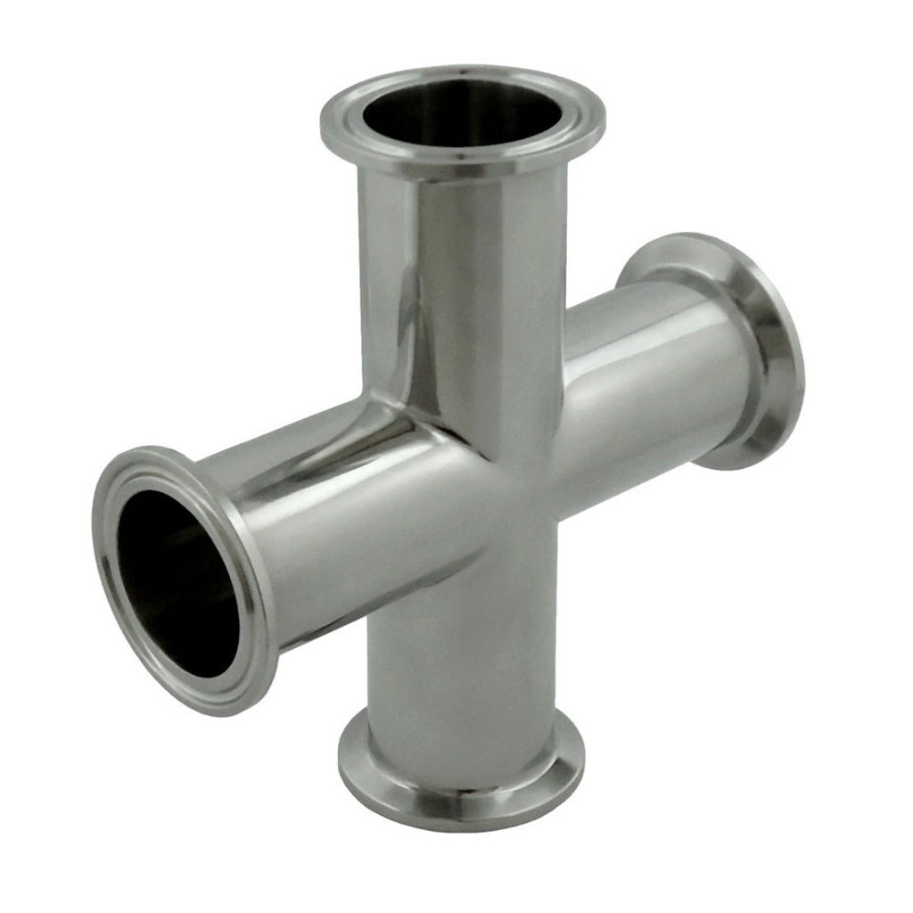 Standard Cross, Tri Clover Compatible, 1.5" Caps, 304 Stainless Steel