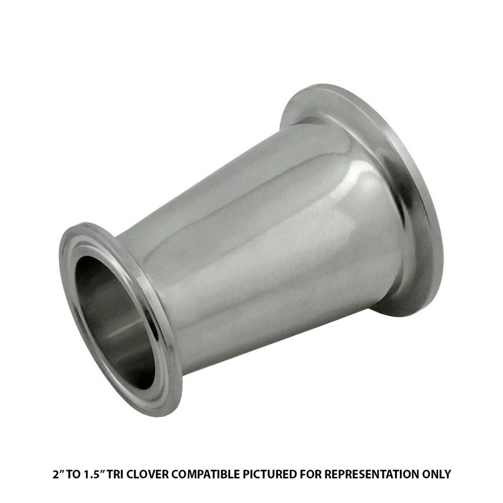 Concentric Reducer-Tri Clover Complete 1" Cap x .5" Cap 304 Stainless Steel
