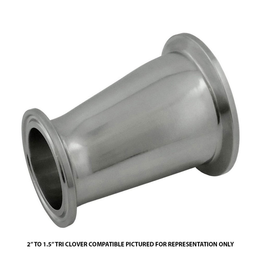 Eccentric Reducer-Tri Clover Complete 3" Cap x 2" Cap 304 Stainless Steel