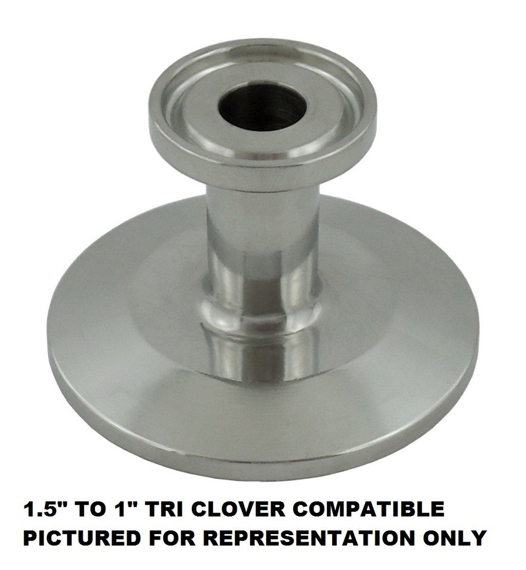 Ctr Cap Reducer-Tri Clover Complete 3" Cap x 1.5" Cap 304 Stainless Steel