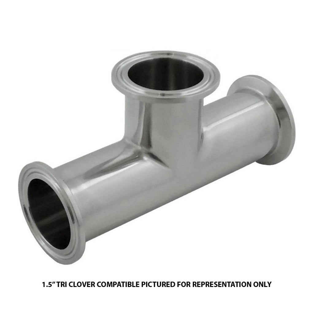 Instrument Tee-Tri Clover Complete 2" Caps 304 Stainless Steel