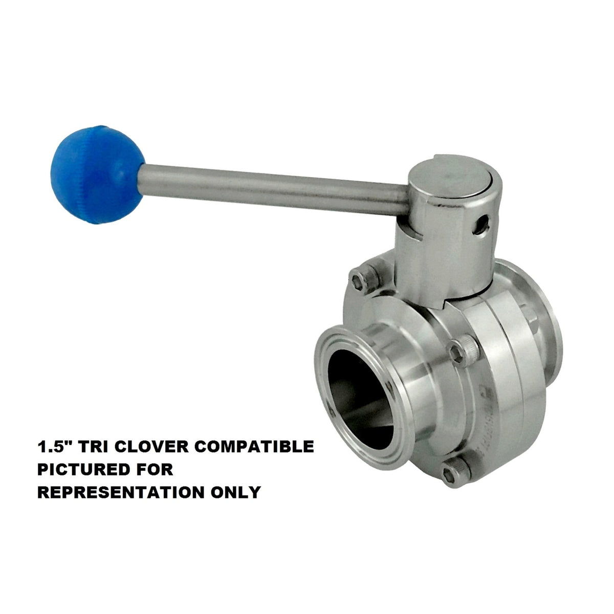 3-Position Butterfly Valve-Tri Clover Complete 1" Caps 304 Stainless Steel