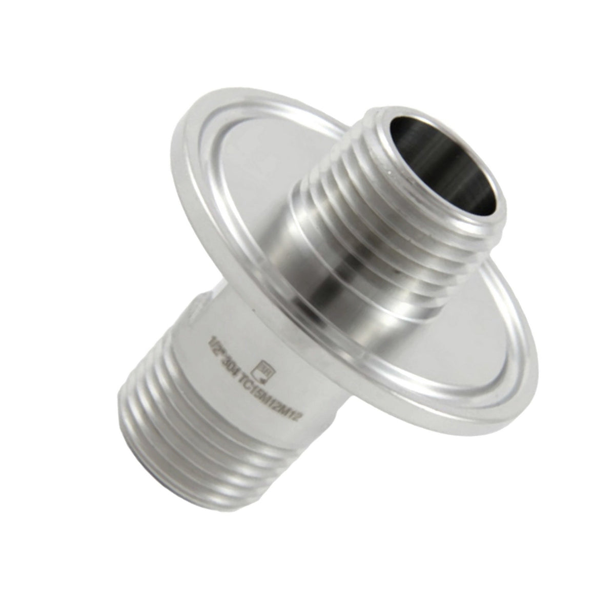 Pipe/Pipe-Tri Clover 1.5" Cap x 1/2" Male Pipe Thread x 1/2" Male Pipe Thread 304 Stainless Steel