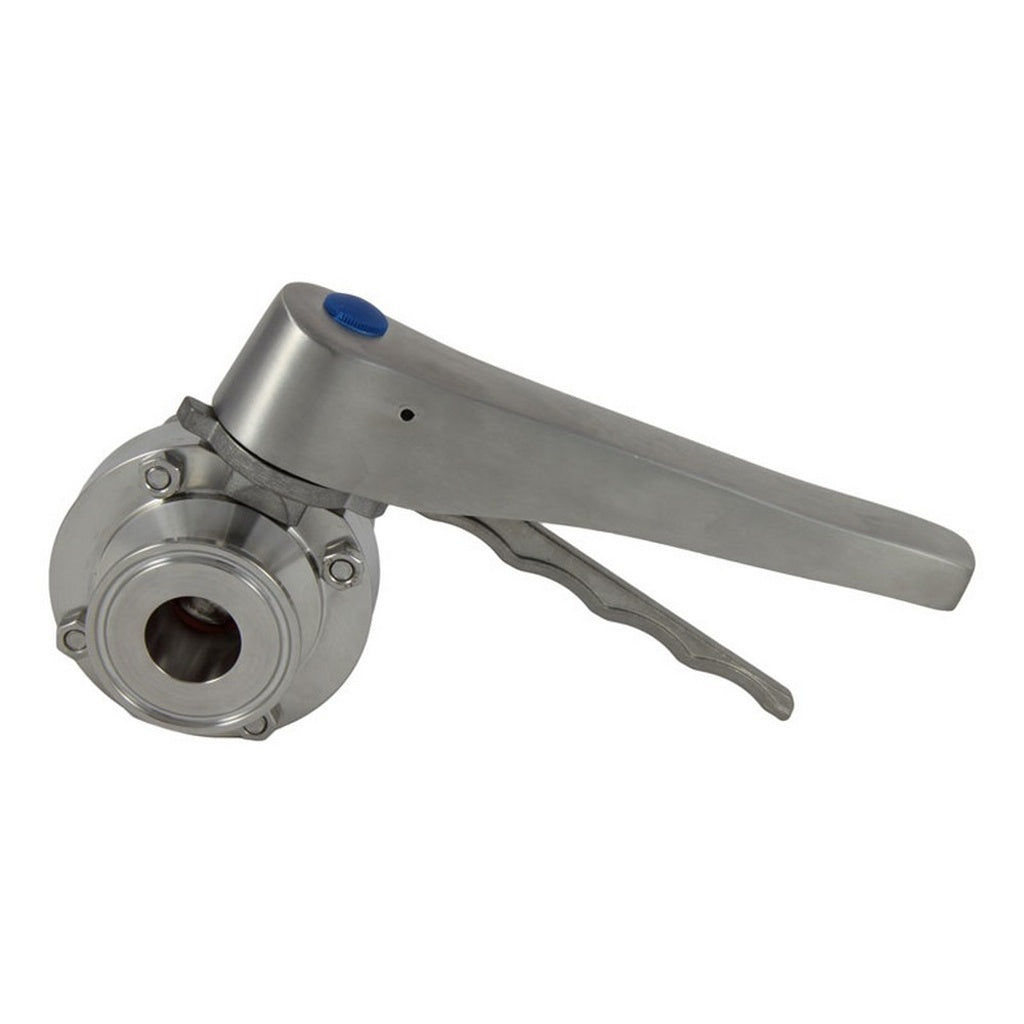 13-Position Squeeze Valve-Stainless Steel Handle-Tri Clover Complete 1" Caps 304 Stainless Steel