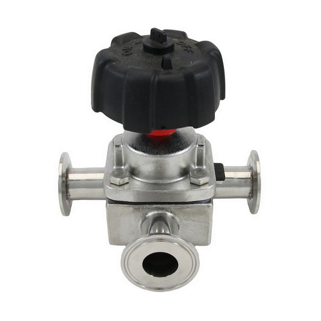 3-Way Diaphragm Valve-Tri Clover Complete 1" Caps 316 Stainless Steel