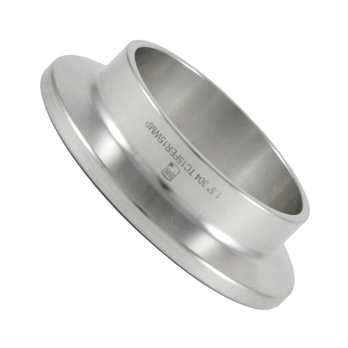 Weld-In Ferrules, Tri Clover Compatible 1.5" Cap x 1/2" L, 304 Stainless Steel