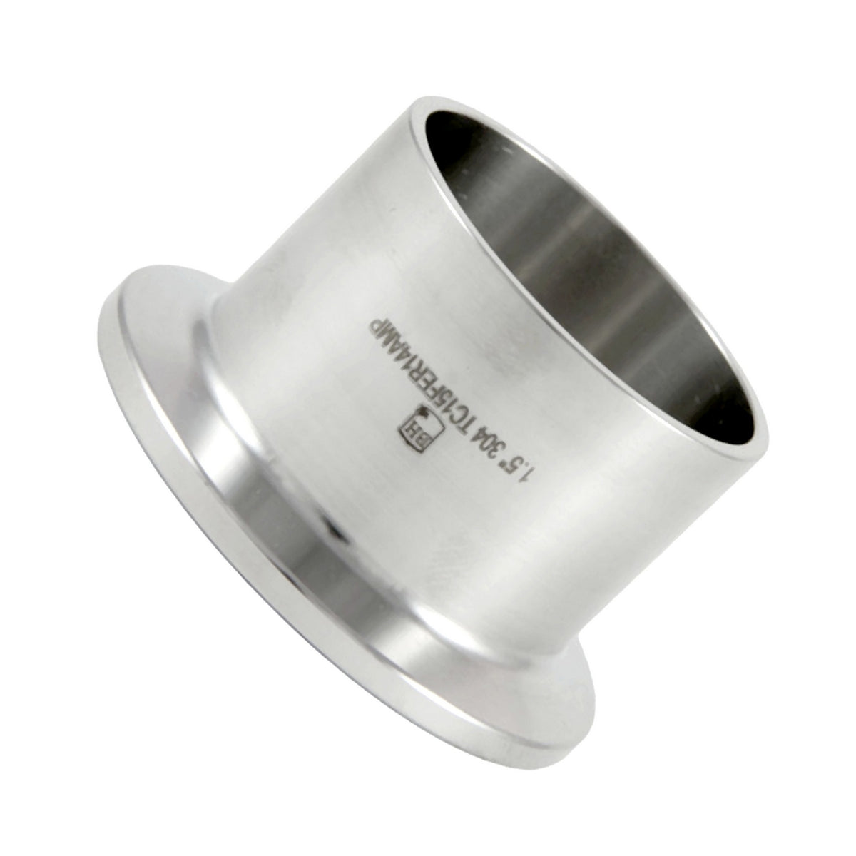 Weld-In Ferrules, Tri Clover Compatible 1.5" Cap x 1.125" L, 304 Stainless Steel