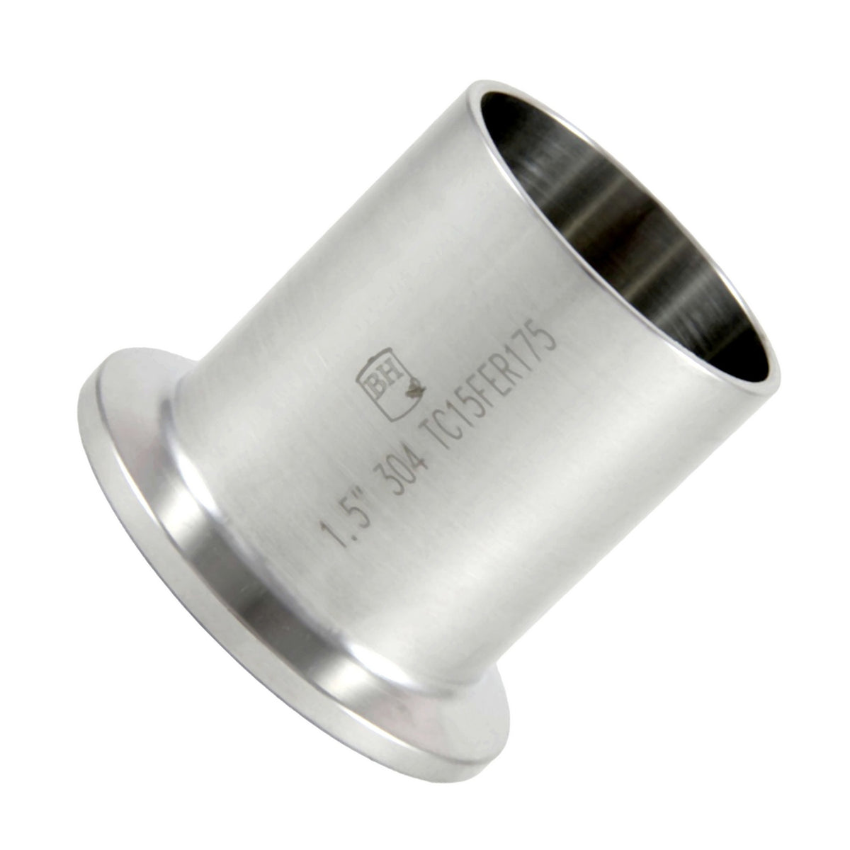 Weld-In Ferrules, Tri Clover Compatible 1.5" Cap x 1.75" L, 304 Stainless Steel