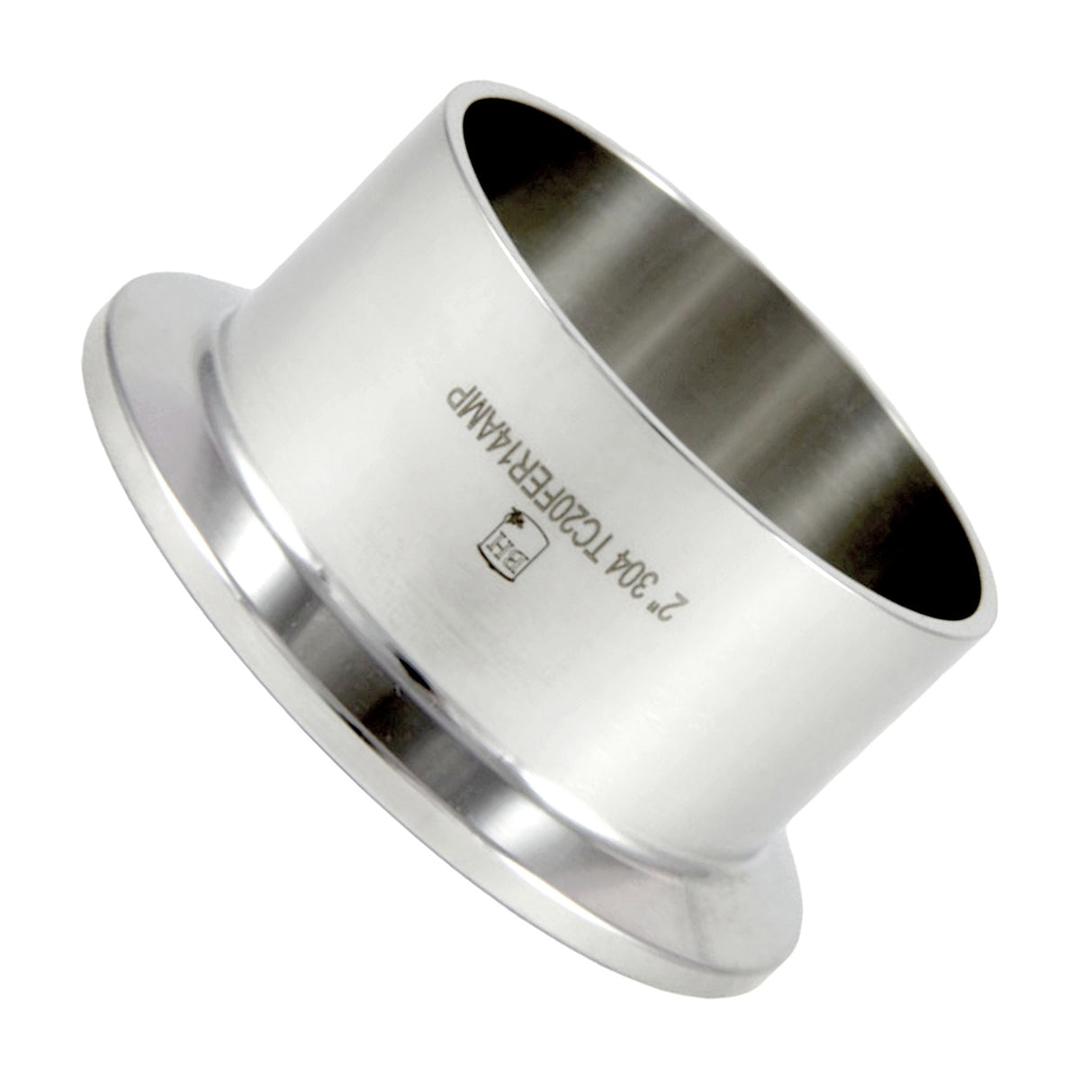 Weld-In Ferrules, Tri Clover Compatible 2" Cap x 1.125" L, 304 Stainless Steel