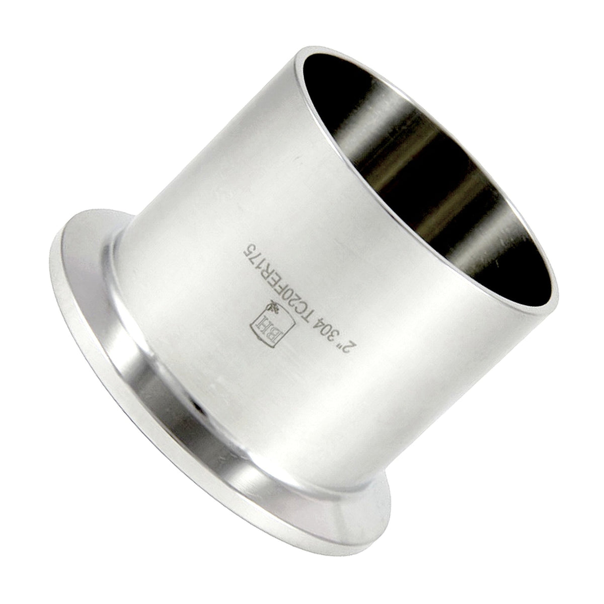 Weld-In Ferrules, Tri Clover Compatible 2" Cap x 1.75" L, 304 Stainless Steel