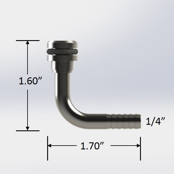 90° elbow, Flojet inlet x 1/4" barb