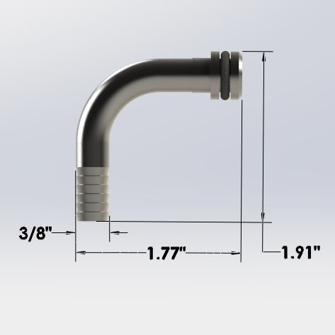90° elbow, Flojet inlet x 3/8" barb
