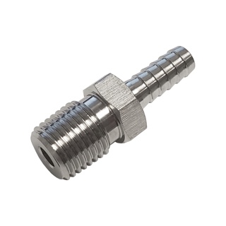 HOSE BARB ADAPTER, 1/4"B x 1/4"MPT (304 S/S)