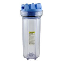 ***DISC***FILTER HOUSING, 10" 3/8"FPT NO-PRV (CLEAR/BLUE)