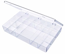 PARTS BOX-CLEAR, NON-ADJUSTABLE DIVIDERS (13 COMP)